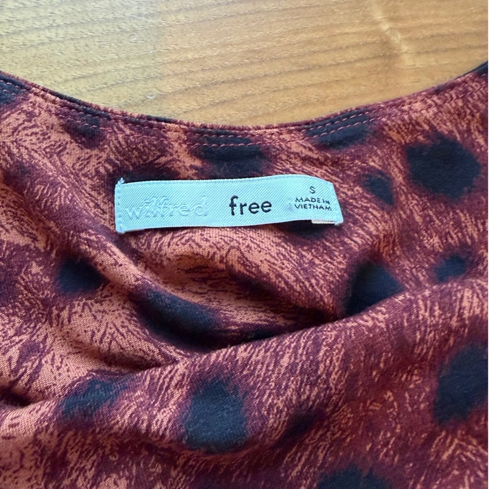 Wilfred Free Camisole Women S Burgundy Leopard Print Spaghetti Strap Crop Top - Picture 3 of 11
